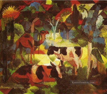 August Macke Werke - Landschaft mit Kühen und Kamel August Macke
